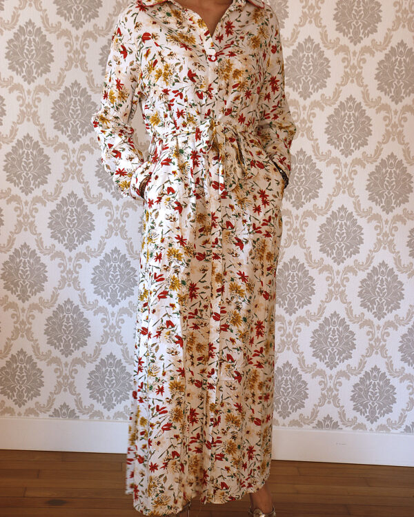 Robe chemise a fleur best sale