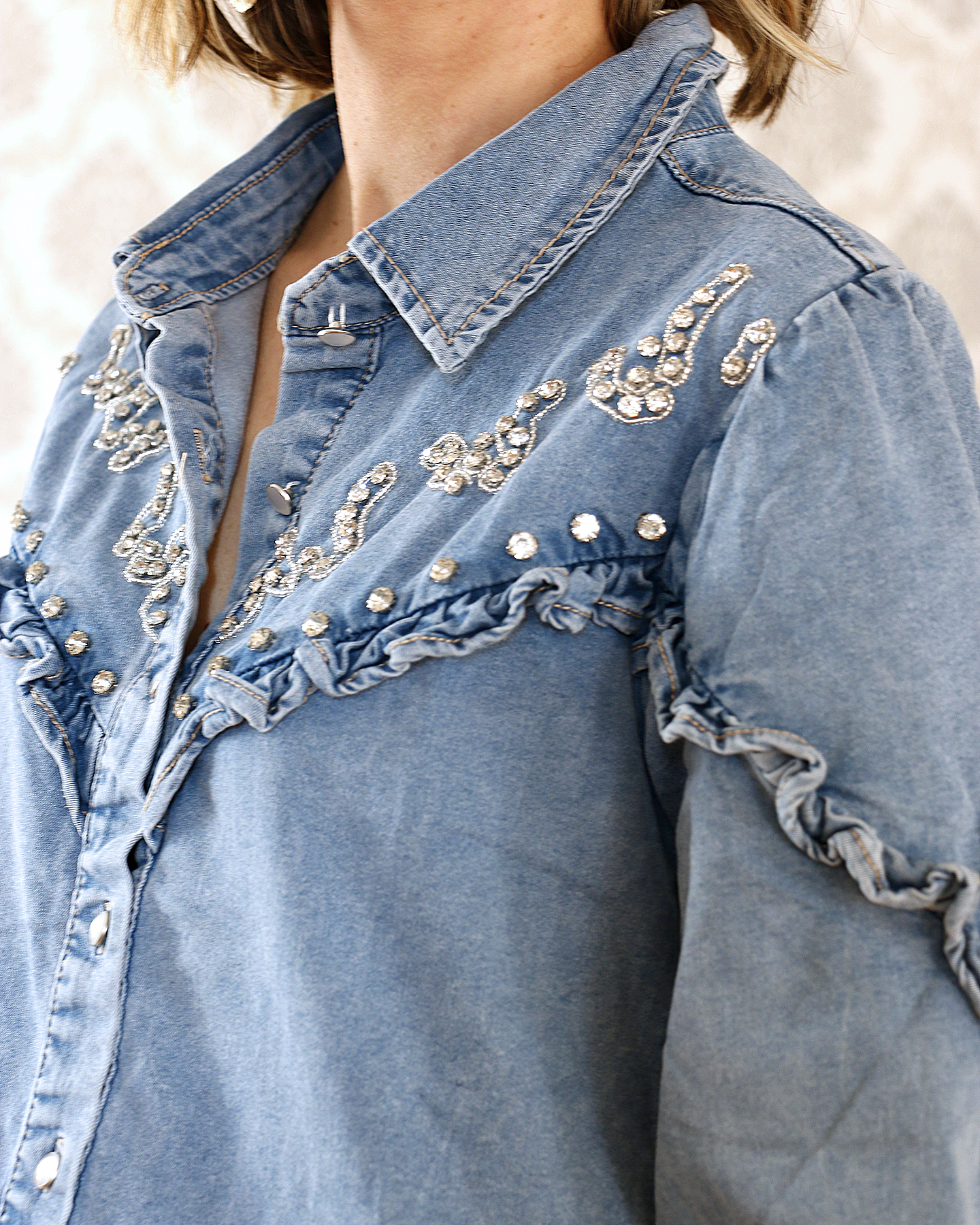 Chemise en jean grise femme hotsell